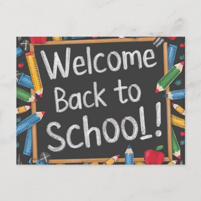 Carte Postale Jouer tableau de bord Bienvenue Retour à l'école (Devant)
