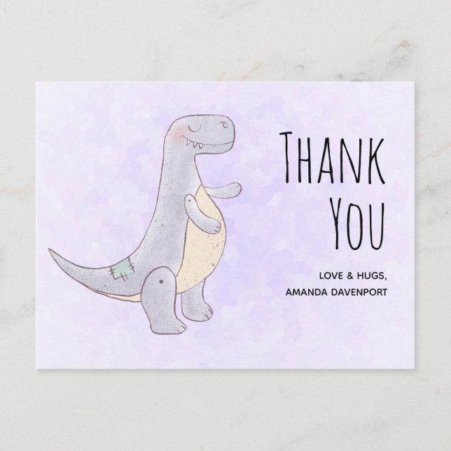 Carte Postale Jouet de dinosaure gris mignon remerciement à l'aq (Devant)