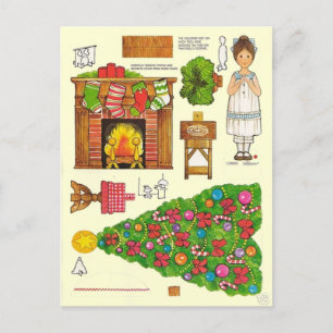 Carte Postale Jouet Vintage poupée en papier 🤶 Noël