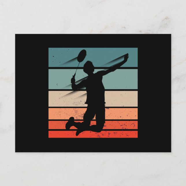 Carte Postale Joueur Badminton Jump Smash (Devant)