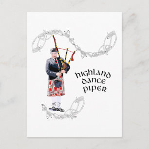 Carte Postale Joueur Bagpipe en rouge