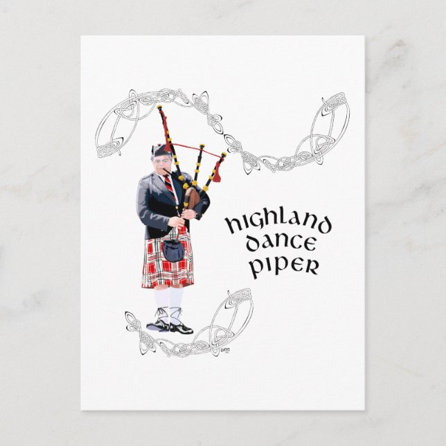 Carte Postale Joueur Bagpipe en rouge (Devant)