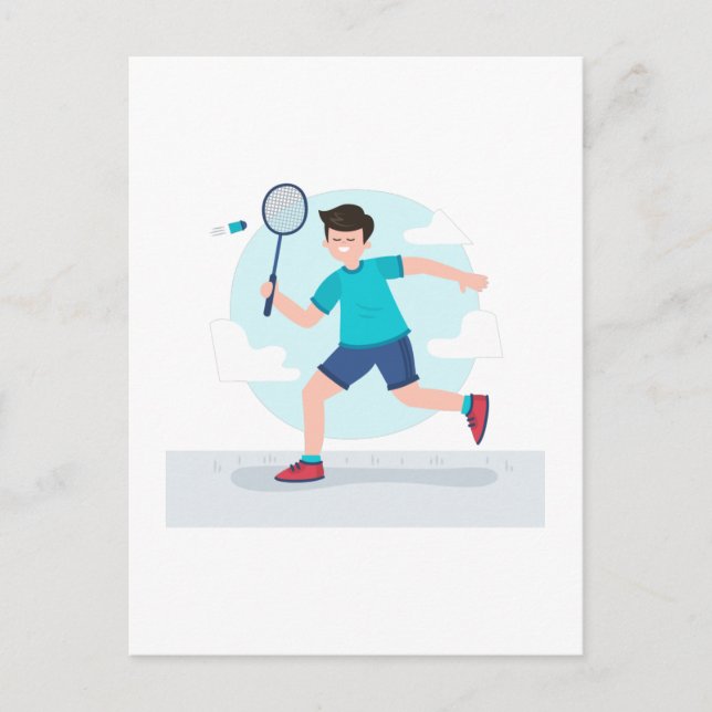 Carte Postale Joueur de Badminton (Devant)