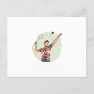 CARTE POSTALE JOUEUR DE BADMINTON