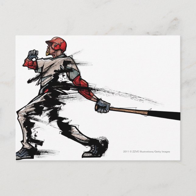 Carte Postale Joueur de baseball tenant la batte, vue de côté (Devant)