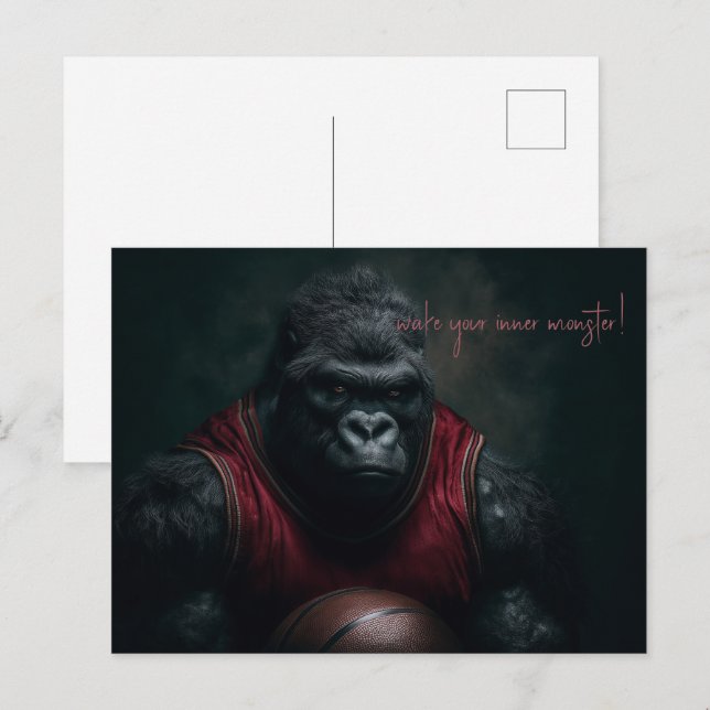 Carte Postale Joueur de basket-ball de Gorilla (Devant / Derrière)