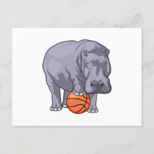 Carte Postale Joueur de basket-ball hippo