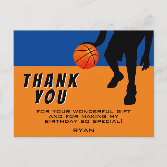 Carte Postale Joueur de basket-ball moderne Merci pour votre ann (Devant)