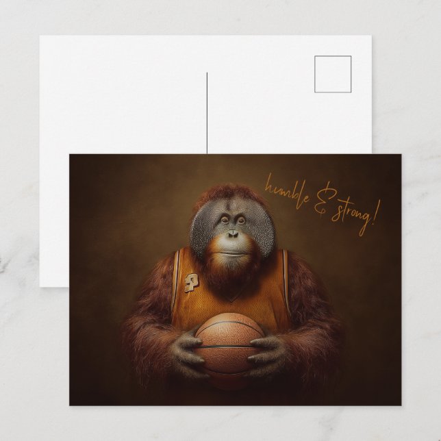 Carte Postale Joueur de basket-ball Orangoutan (Devant / Derrière)