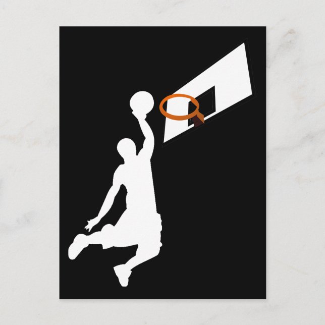 Carte Postale Joueur de basketball Slam Dunk - Silhouette blanch (Devant)