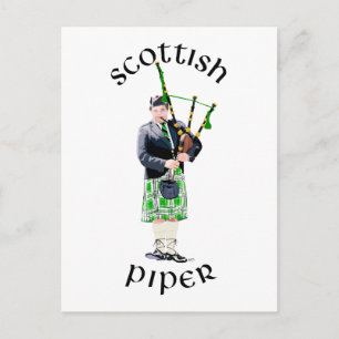Carte Postale Joueur de cornemuse en kilt vert