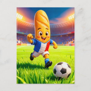 Carte Postale Joueur de football baguette française en action da