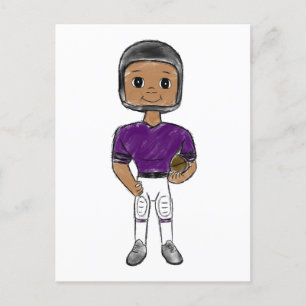 Carte Postale joueur de football vintage rétro violet noir simpl