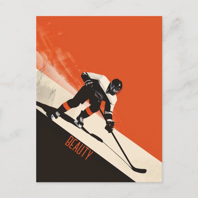 Carte Postale Joueur de hockey sur glace performant (Devant)