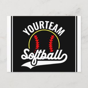 Carte Postale Joueur de l'équipe de softball AJOUTER UN NOM Ligu
