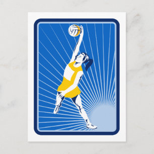 Carte Postale joueur de netball attraper la balle de passage