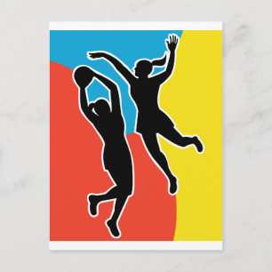 Carte Postale joueur de netball saut de tir blocage