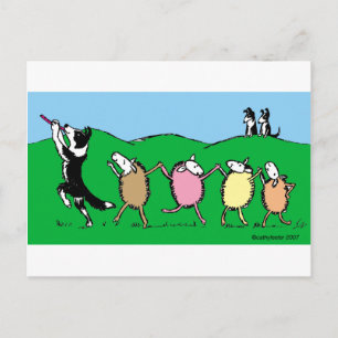 Carte Postale Joueur de pipeau pie de border collie