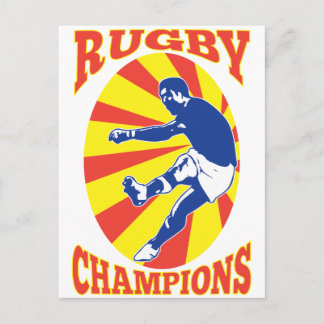 Carte Postale joueur de rugby à bascule style rétro