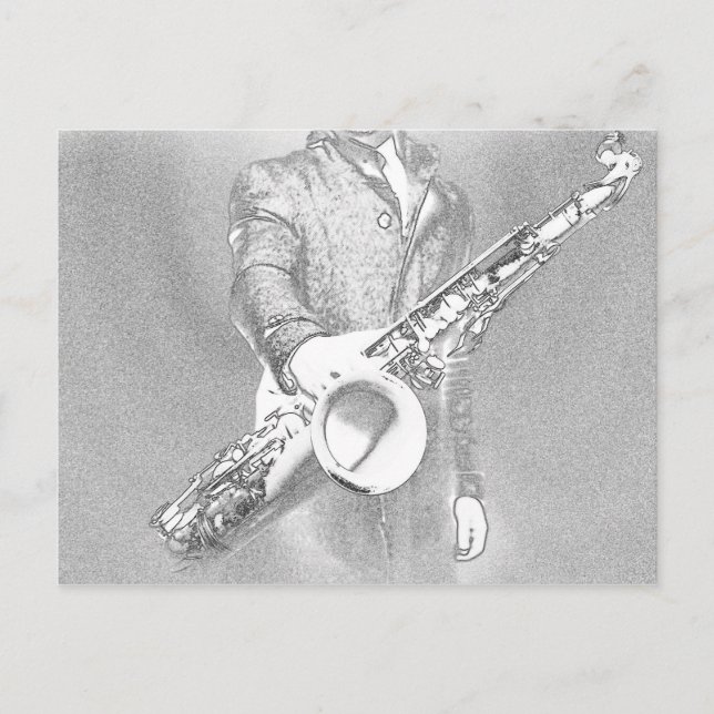 Carte Postale joueur de saxophone (Devant)