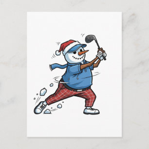 Carte Postale Joueur de tennis bonhomme de neige Noël 2026 Vacan