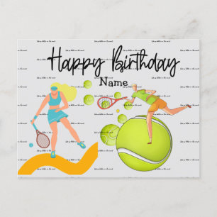 Carte Postale Joueur de tennis jouant Joyeux Anniversaire
