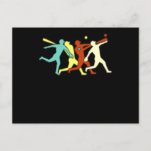 Carte Postale Joueurs de baseball rétro USA Drapeau Sports Lover