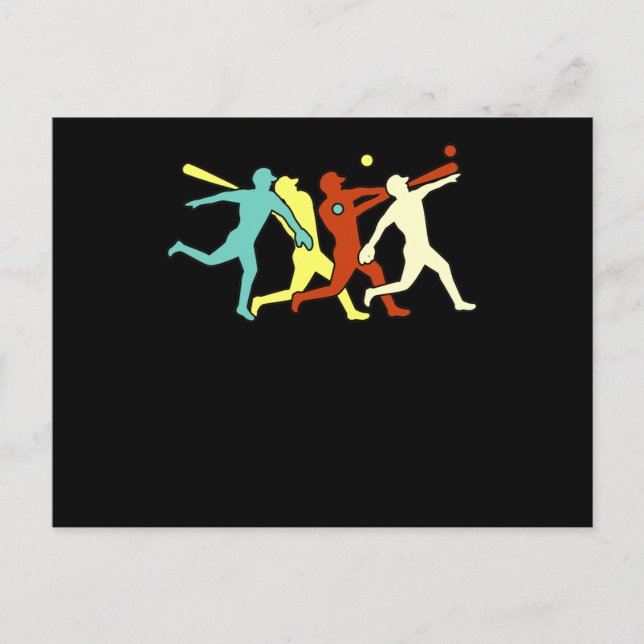 Carte Postale Joueurs de baseball rétro USA Drapeau Sports Lover (Devant)