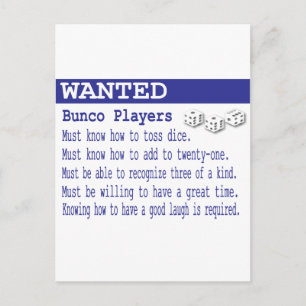 Carte Postale joueurs de bunco recherchés