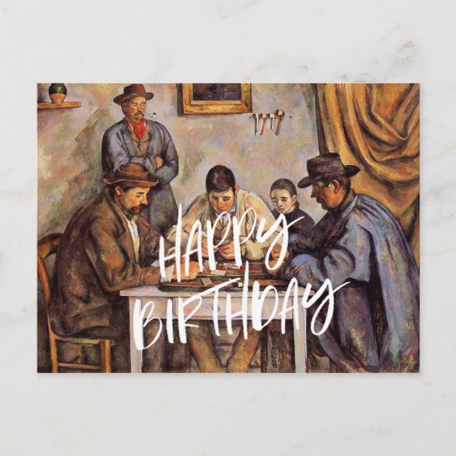 Carte Postale Joueurs de cartes, Joyeux anniversaire (Devant)