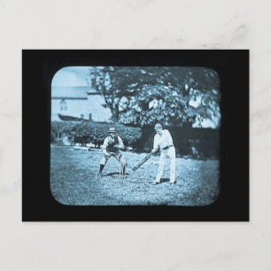 Carte Postale Joueurs de cricket à lanterne magique Cyan
