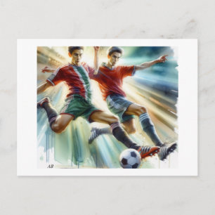 Carte Postale Joueurs de football dynamiques en action, 