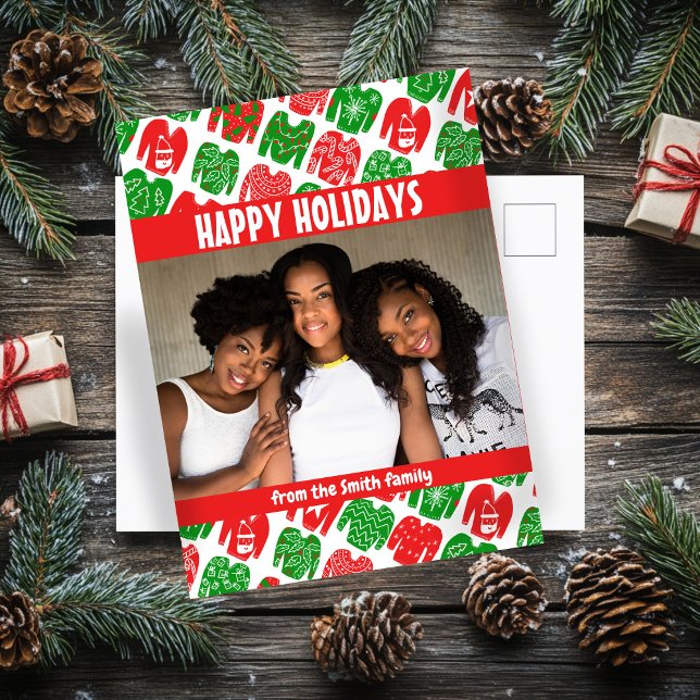 Carte Postale Joueurs de Noël moches amusants mignonette Fêtes P (Fun Ugly Xmas Sweaters Cute CUSTOM Holiday Postcard
)