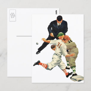 Carte Postale Joueurs vintages de baseball de sport en sécurité