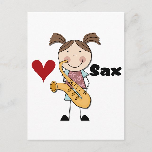 Carte Postale Joueuse de saxophone féminine Tshirts et cadeaux (Devant)