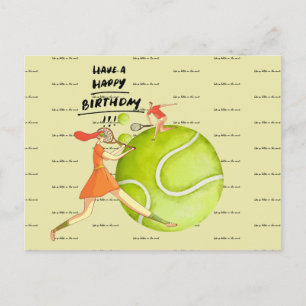 Carte Postale Joueuse de tennis jouant Joyeux Anniversaire