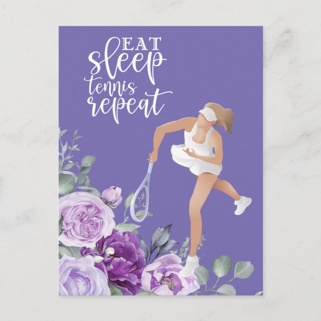 Carte Postale Joueuse de tennis Manger Sleep Tennis Répéter la c (Devant)