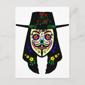 Carte Postale Jour ANONYME de la mort 6 Anon Masque Crâne à sucr