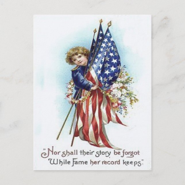 Carte Postale Jour commémoratif du drapeau américain du garçon W (Devant)