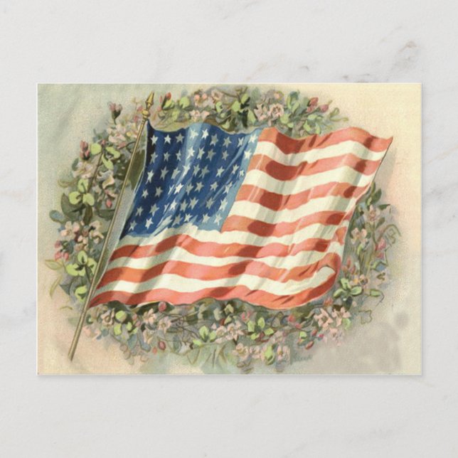 Carte Postale Jour commémoratif du drapeau américain Fleurs de c (Devant)