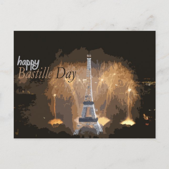 Carte Postale Jour de bastille heureux France v2 (Devant)