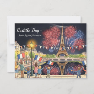 Carte Postale Jour de la Bastille aquarelle 