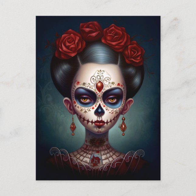 Carte Postale Jour De La Fille Du Crâne Sucre Des Morts (Devant)