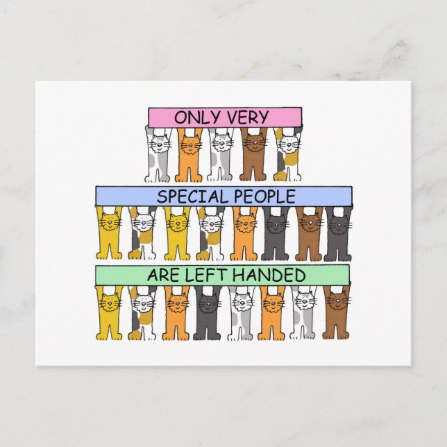 Carte Postale Jour de la main gauche 13 août Chats caricaturaux (Devant)