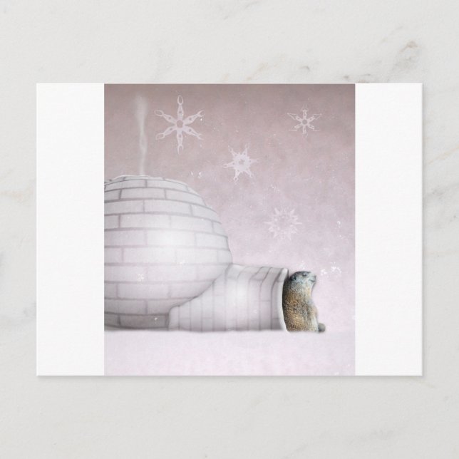 Carte Postale Jour de la marmotte - Chillin' à l'igloo (Devant)