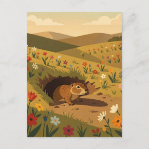 Carte Postale Jour de la marmotte doux Poème de printemps ou d