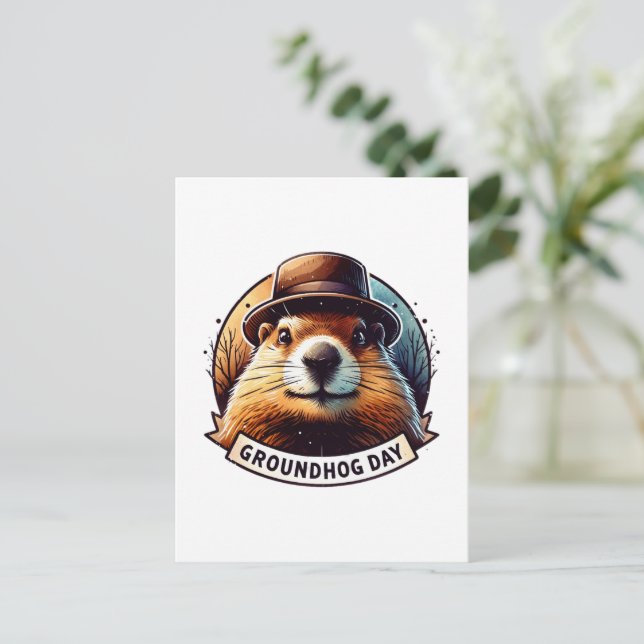 Carte Postale Jour de la marmotte, marmotte, poste (Debout devant)