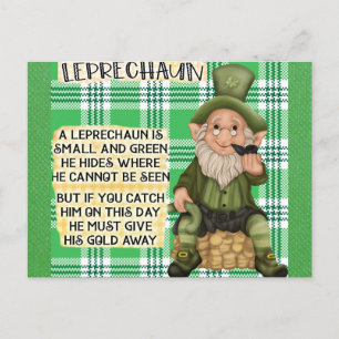Carte Postale Jour de la Saint Patrick irlandais Leprechaun Poem