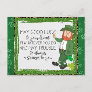 Carte Postale Jour de la Saint Patrick irlandais Leprechaun Sham