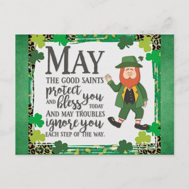 Carte Postale Jour de la Saint Patrick irlandais Leprechaun Sham (Devant)
